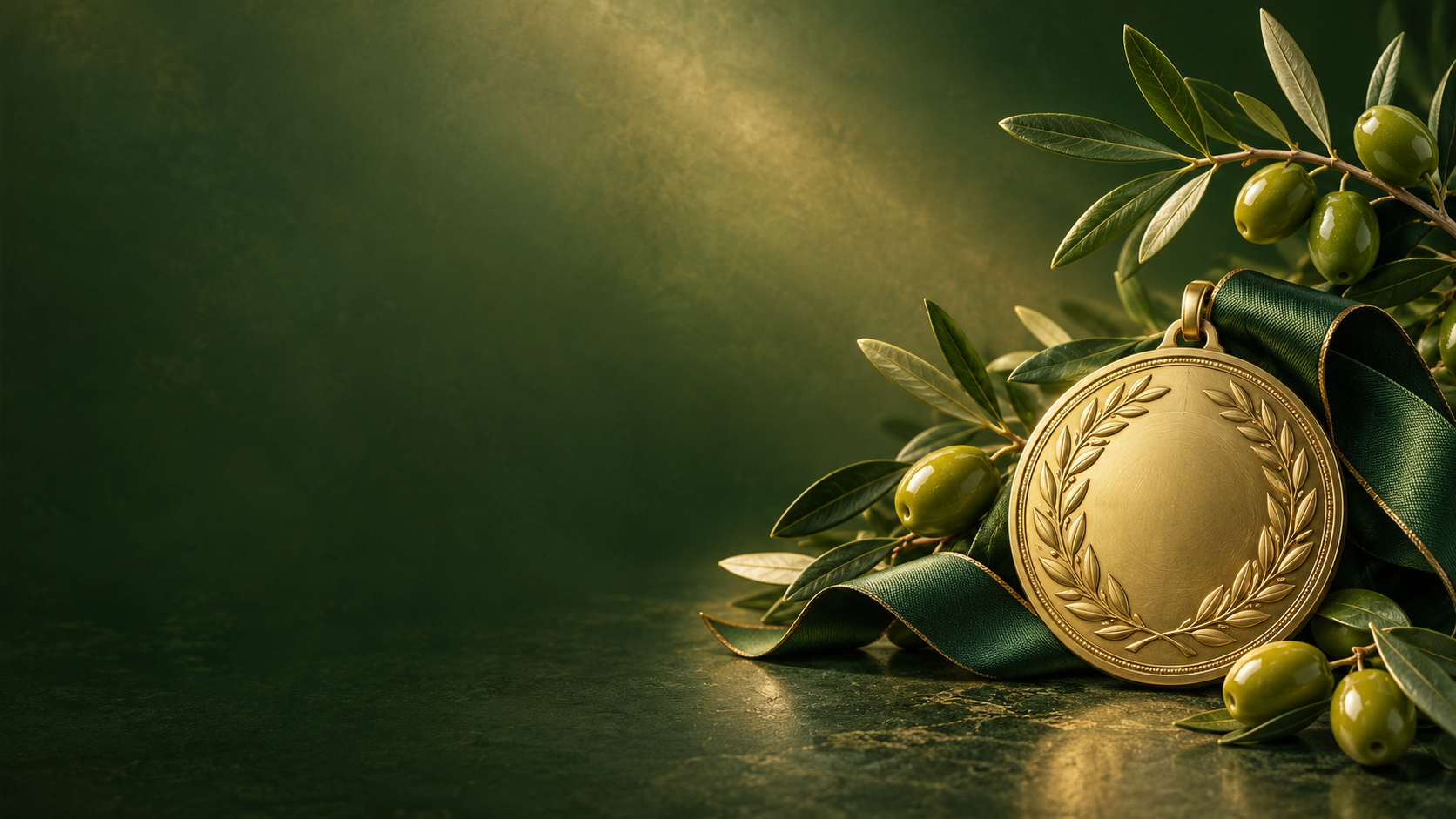 Olive branches and gold award detail